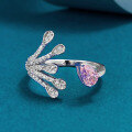 wholesale 925 Sterling Silver ZHUO ZHI FAN Jewelry New INS Sweet Teardrop 4*6 Padparadscha Pink Diamond Open Ring-0-5