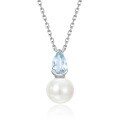 wholesale S925 Sterling Silver French Style Fashion Light Luxury Minimalist Drop-shaped Aquamarine Necklace for Women, Small Niche Collarbone Chain Wholesale-0-5