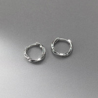 wholesale S925 Sterling Silver Thai Silver Twist Pattern Ear Clasp Retro Style Trendy Personalized Ear Accessories for Women M03116-S925 silver pair 925 silver
