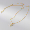 wholesale S925 Sterling Silver Fresh and Sweet Ins Style Niche Design Full Diamond Cross Necklace Y01646-0-4