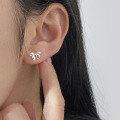 wholesale 999 Silver Naer Sweet Fresh and Sweet Ins Style Small and Unique Design Bow Earrings M06377-0-1