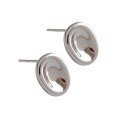 wholesale S925 Sterling Silver EL078 Korean-style Versatile Elegant Earrings Minimalist Geometric Oval Studs for Women-0-4