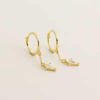 wholesale S925 Sterling Silver Geometric Zircon Ear Clips For Women, Cross-border Exclusive Best-seller, Light Luxury Style Short Tassel Earrings-Gold (long earrings) &gt; 925 silver