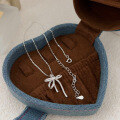 wholesale S925 Sterling Silver Korean New Bow Necklace for Women, Summer Versatile Minimalist Collarbone Chain-0-1