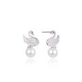 wholesale S925 Sterling Silver Swan Earrings for Women Korean Style with Zirconia Inlaid, Minimalist and High-End Earrings Wholesale Source Christmas Gift-0-5