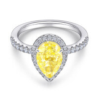 wholesale 925 Sterling Silver Waterdrop Zircon Euro-American Cross-Border Fashion Yellow Diamond High-Carbon Diamond Ring, Colorfast Wholesale-TL-535 High Carbon Diamond US Size 7#