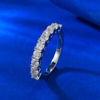 wholesale S925 Silver 9-Stone Simple Design Index Finger Ring for Women, 9-Row Diamond Ring by MuJing Jewelry-R1068 White Diamond No. 5