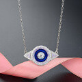 wholesale 925 Sterling Silver Blue Evil Eye Pendant Necklace Turkish Ethnic Women's Jewelry Minimalist Design Collarbone Chain Silver Accessory-0-1