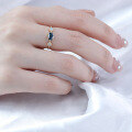wholesale Sterling Silver Summer New Japanese Light Luxury Ring Natural London Blue Topal Opal Ring Factory Supply-0-2