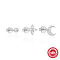 wholesale 925 Sterling Silver Geometric Star and Moon Diamond-Pearl Earring Set, Hot-Selling in Europe and America-0-6