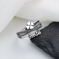 wholesale S925 Sterling Silver Multi-layer Four-leaf Clover Letter Smile Ring Internet Popular Style Hot Selling Trendy and Versatile Band-0-1