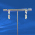 wholesale S925 Silver New Drop Marquise Double Stone Earrings Zircon Light Luxury Simple Fashion Live-0-3