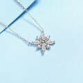 wholesale PT925 Silver Plated with PT950 Gold Moissanite Snowflake Pendant Necklace for Women, Minimalist LuxuryCollarbone Chain, Live Streaming Hit-0-2