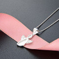 wholesale S925 Sterling Silver Rhinestone Angel Pendant Necklace, Korean Style Fashion Collarbone Chain for Women-0-2