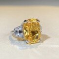 wholesale S925 Sterling Silver One Hundred Million Happy Diamond Ring 12X16 Yellow Diamond Ring Ice Flower Cut High Carbon Diamond-0-1