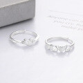 wholesale S925 Sterling Silver Korean-style Hollow Heart Ring, Exquisite and Versatile Openable Design for Women-0-2