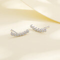 wholesale S925 Sterling Silver Niche Design Full Diamond Stud Earrings, Ins Style Cross-Border Accessories Smile Earrings for TEMU SheIn Dropshipping-0-0