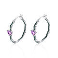 wholesale S925 Sterling Silver Designer Style High-End Earrings with Natural Amethyst Gemstone Inlaid Ear Studs-0-5