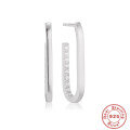 wholesale S925 Sterling Silver U-Shaped Circle Earrings with Inlaid Diamonds, Exaggerated and Bold European and American Style, INS Fashion Ear Studs-0-10