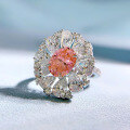 wholesale S925 Silver New Imported High Carbon Diamond Oval 7*9 Padparadscha Ring for Women Live Stream Style-0-2