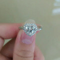 wholesale S925 Silver New 6*6mm Heart-Shaped White Diamond Ring for Women, Cross-Border Ins Style, One-Piece Drop Shipping-0-0