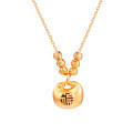 22K Gold and S925 Sterling Silver Pendant Necklace, Minimalist Longevity Lock Lariat Collarbone Chain-0-3