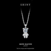 S925 Silver Cross-Border Wholesale Zircon Bear Pendant Necklace-S925 sterling silver + white zircon  925 silver