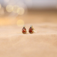 wholesale Sterling Silver Garnet Necklace and Stud Earrings Set January Birthstone Gift for Women Light Luxury Jewelry-Same style garnet earrings