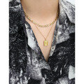 wholesale S925 Sterling Silver 319 Korean Version Collarbone Chain Ins Niche Minimalist Geometric Square Plate English Pendant Necklace for Women-0-2