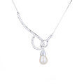 wholesale S925 Sterling Silver Korean Minimalist Artistic Geometric Line Interlay Pearl Accent Gentle Lady Necklace-0-4