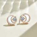 wholesale S925 Sterling Silver Mother-of-Pearl Zircon Moon Earrings Fashion Gentle Elegant Sweet Luxury High-End Earrings-0-1