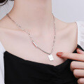 wholesale S925 Sterling Silver Trendy Hip-Hop Style Side Chain Stitched English Phrase Small Square Pendant Necklace-0-3