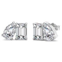 wholesale Metal: 925 Sterling Silver Gemstone: Square Emerald Cut Drop Zircon Set Includes Necklace, Ring, and Earrings-DY1D0449-SW-WH 925 silver