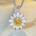 wholesale S925 Sterling Silver Full Diamond Flower Bud Yellow Diamond Pendant European and American Cross-Border Collarbone Chain Sterling Silver Necklace for Women Wholesale-0-3