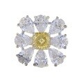 wholesale S925 Silver New Imported High Carbon Diamond 6*6 Yellow Diamond Ring Cluster Flower Setting Wedding Ring-0-4
