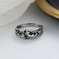 wholesale S925 Sterling Silver Geometric Irregular Black Zircon Ring Korean Rayli Magazine Style Niche Index Finger Ring for Women-0-1