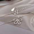 wholesale 999 Silver Maker's Five-Leaf Flower Smooth Necklace Korean Style Clavicle Chain Women's Sunflower Elegant Jewelry Wholesale-0-3