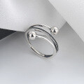 wholesale S925 Sterling Silver Multi-layer Irregular Bead Ring Retro Punk Style Niche Design Sense Index Finger Ring Accessory-0-0