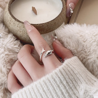 wholesale S925 Sterling Silver Cute Dolphin Ring for Women, Korean-style Fashion Wrap Adjustable Index Finger Ring, High-end-YQJ1391/approx. 2.3g Adjustable opening