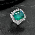 wholesale High-carbon diamond jewelry, synthetic rectangular step-cut 12*15 emerald 9-carat ring, sizes 5-9 available-0-2