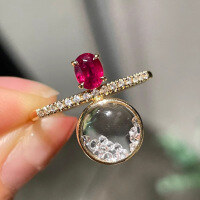 wholesale S925 Sterling Silver Red Elk Full Body Suspension Ring for Women, Minimalist Niche Luxury Creative and Unique Silver Jewelry-BZ0064-Gold US size 7