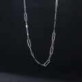wholesale S925 silver spliced women's necklace with pleated hollow chain, minimalist and versatile D9664 collarbone chain-0-2