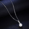 925 Silver Korean Light Luxury Jewelry Moissanite Four-Prong Necklace with Freshwater Pearl Pendant-0-1