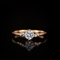 Champagne Gold Plated Silver Moissanite Princess Crown Ring-0-2