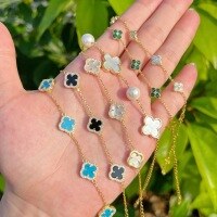 wholesale S925 Silver Four-Leaf Clover Bracelet for Women, Versatile and High-End, Small Luxe Style Four-Flower Silver Hand Jewelry-DY150220-SW-WH 925 silver