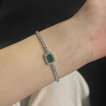 wholesale 925 Sterling Silver New Fashionable and Elegant 8*10 Emerald Bracelet in Trendy Ins Style-0-3