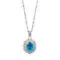 wholesale S925 Silver New Zofia Jewelry Simulated Paraiba Green Zircon 7*9 Necklace European and American Pendant for Women-0-4