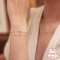 wholesale S925 Sterling Silver Creative Single Diamond Heart Bracelet for Women, Korean Style, Unique Design with Inlaid Diamond Accessory-0-2