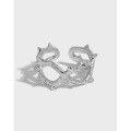 wholesale S925 sterling silver X-shaped textured minimalist versatile open ring, Korean version, Instagram-inspired niche design-0-0