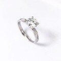 wholesale Sterling Silver One Carat D Color Four-Prong Setting Moissanite Ring, Ins Design, Light Luxury for Girlfriend Proposal or Wedding-0-4